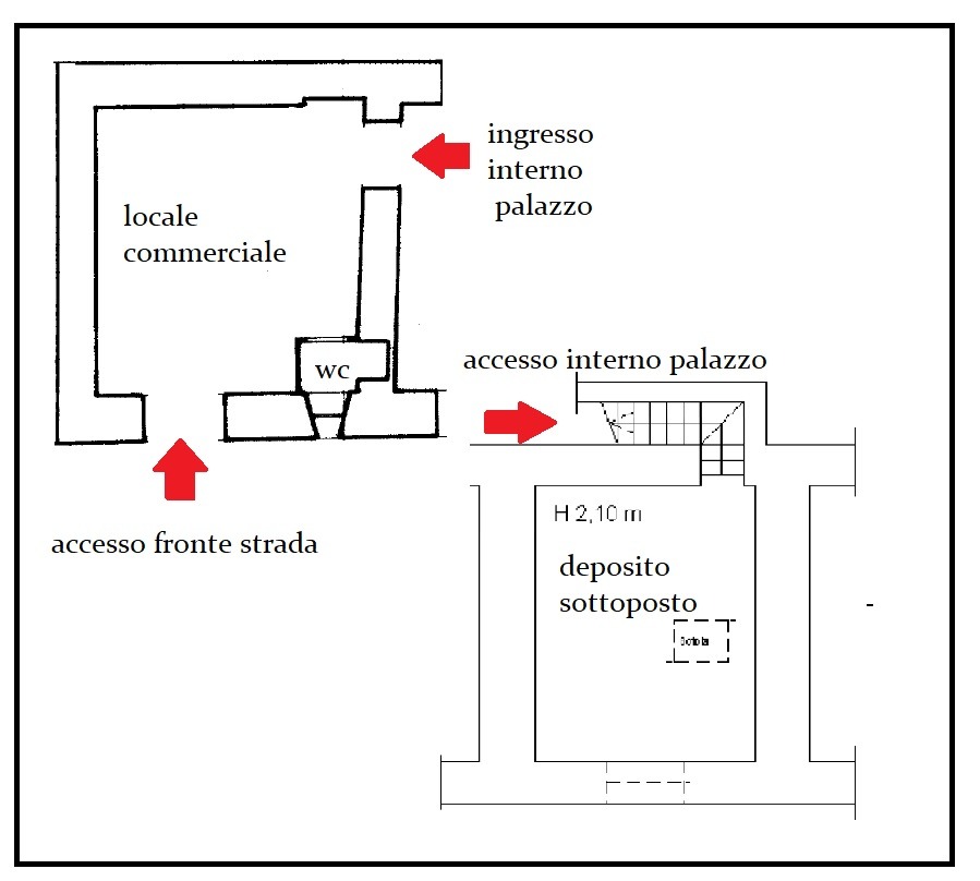 locale commerciale 30 mq + deposito 30 mq